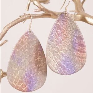Leather Teardrop Earrings: Warm Aurora